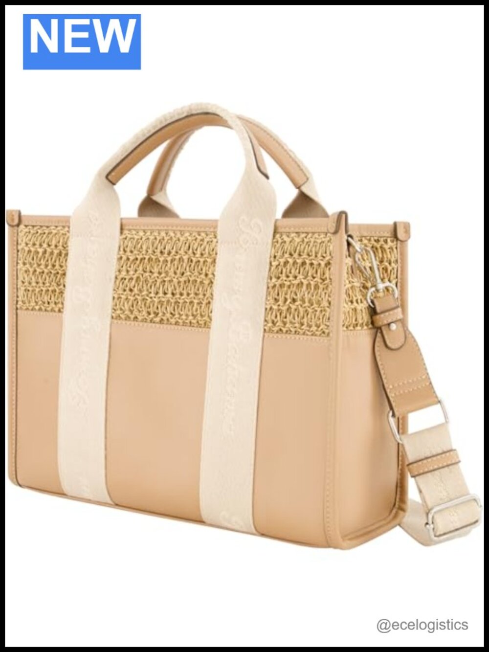 Vibrant Raffia Tote Bag with Leather Trim Adjustable Strap